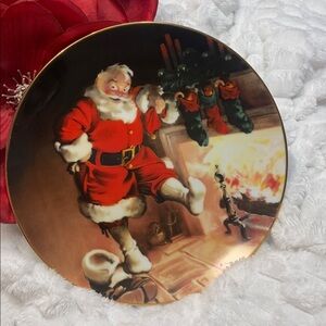 🌹VINTAGE 1989 “SANTA BY THE FIRE” LIMITED Edwin M. Knowles China Company Plate